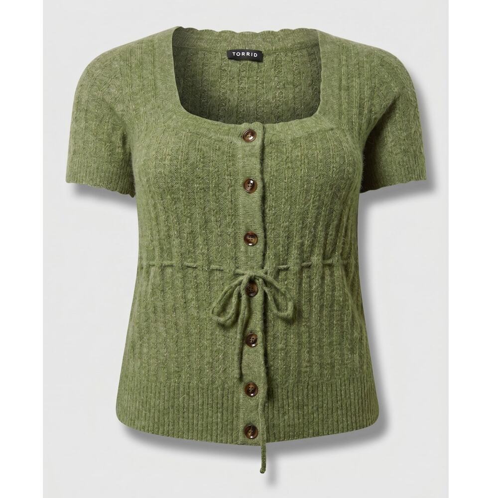 Torrid Womens 3X Cottagecore Fairy‎ Feminine Square Neck Button Front Sweater